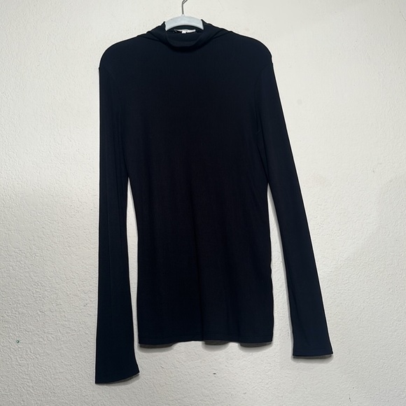 NWOT Vince Ribbed Mock Neck Sweater Black Lightweight Minimalist Neutral Large - Picture 16 of 17